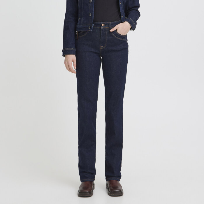 Pulz Jeans ( Dame )  - PULZ - KAROLINA  JEANS UNWASHED DENIM BLUE