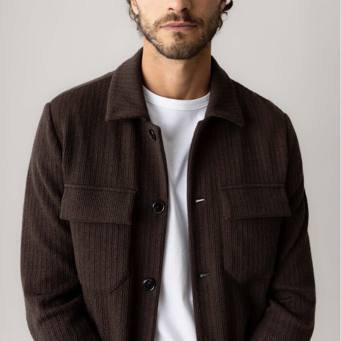 Mos Mosh - Austin Knit - Overshirt Black Coffee til herrer - str. 2XL
