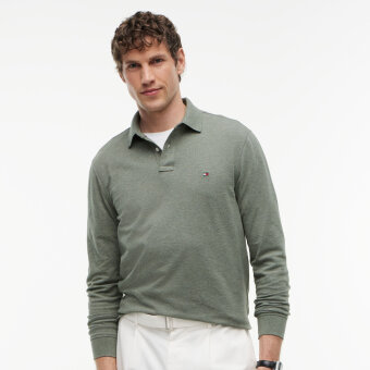 Tommy Hilfiger  - Tommy Hilfiger - 1985 regular polo LS | Polo T-shirt Platinum Olive