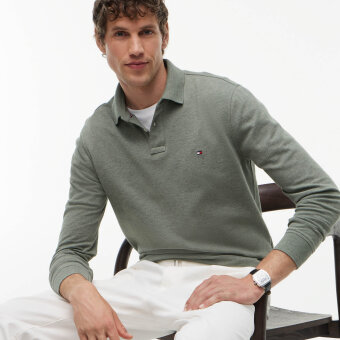 Tommy Hilfiger  - Tommy Hilfiger - 1985 regular polo LS | Polo T-shirt Platinum Olive