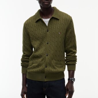 Tommy Hilfiger  - Tommy Hilfiger - Cotton cable button | Cardigan Huntsman Green