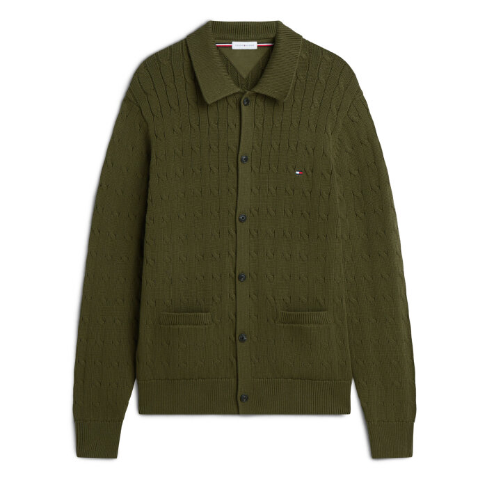 Tommy Hilfiger  - Tommy Hilfiger - Cotton cable button | Cardigan Huntsman Green