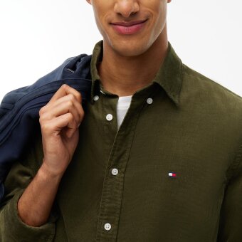 Tommy Hilfiger  - Tommy Hilfiger - Solid corduroy shirt | Skjorte Huntsman Green