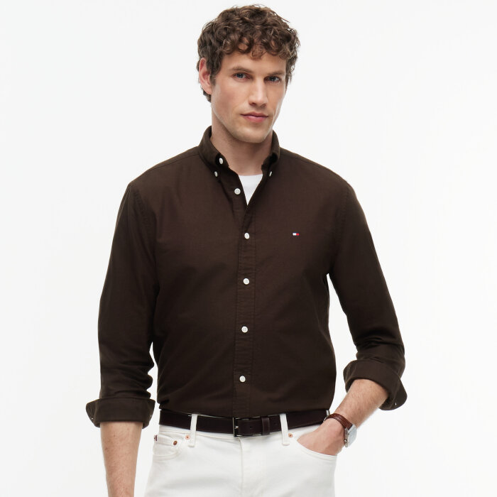 Tommy Hilfiger  - Tommy Hilfiger - Solid heritage oxford shirt | Skjorte Dark Coffee