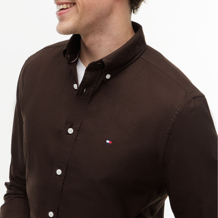 Tommy Hilfiger  - Tommy Hilfiger - Solid heritage oxford shirt | Skjorte Dark Coffee