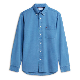 Tommy Hilfiger  - Tommy Hilfiger - Indigo dobby shirt | Skjorte Mid Indigo Blue