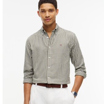 Tommy Hilfiger  - Tommy Hilfiger - Flannel Gingham dobby | Skjorte Huntsman Green 