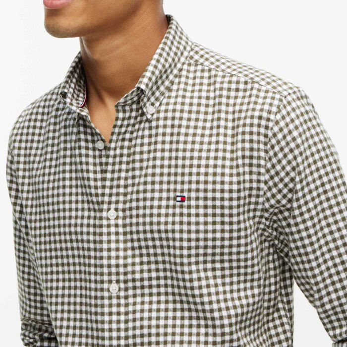 Tommy Hilfiger  - Tommy Hilfiger - Flannel Gingham dobby | Skjorte Huntsman Green 