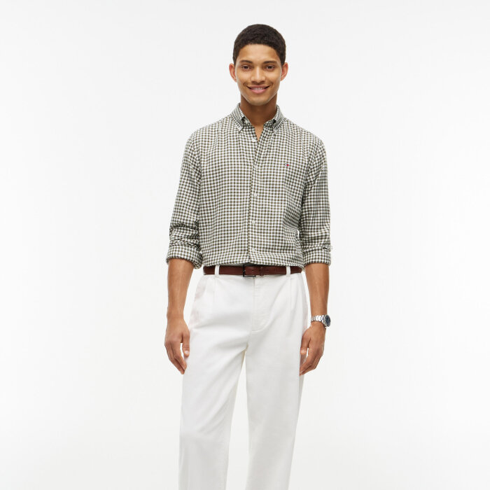 Tommy Hilfiger  - Tommy Hilfiger - Flannel Gingham dobby | Skjorte Huntsman Green 