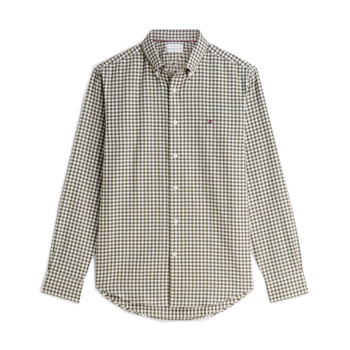 Tommy Hilfiger  - Tommy Hilfiger - Flannel Gingham dobby | Skjorte Huntsman Green 