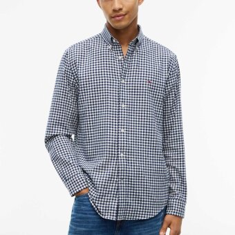 Tommy Hilfiger  - Tommy Hilfiger - Flannel Gingham dobby | Skjorte Carbon Navy