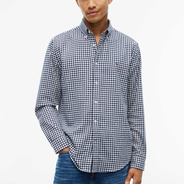 Tommy Hilfiger  - Tommy Hilfiger - Flannel Gingham dobby | Skjorte Carbon Navy