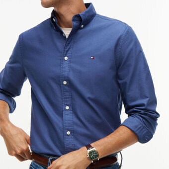 Tommy Hilfiger  - Tommy Hilfiger - Solid heritage oxford shirt | Skjorte Aegean Sea