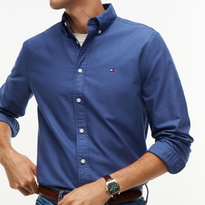 Tommy Hilfiger  - Tommy Hilfiger - Solid heritage oxford shirt | Skjorte Aegean Sea