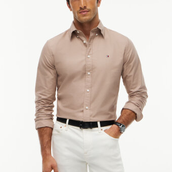 Tommy Hilfiger  - Tommy Hilfiger - Solid heritage oxford shirt | Skjorte Coastal Taupe