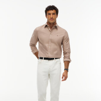 Tommy Hilfiger  - Tommy Hilfiger - Solid heritage oxford shirt | Skjorte Coastal Taupe