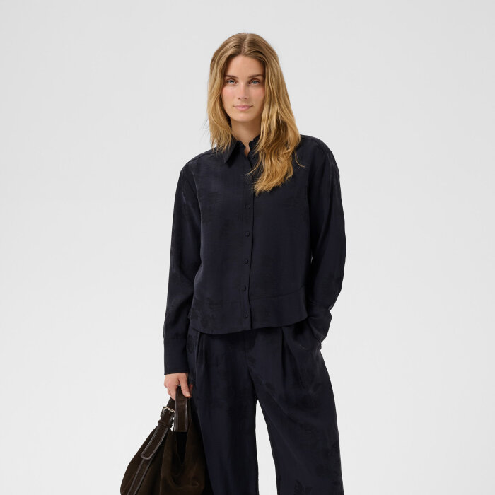 Part Two - PART TWO - CAROLLAPW | SKJORTE DARK NAVY FLOWER JACQUARD
