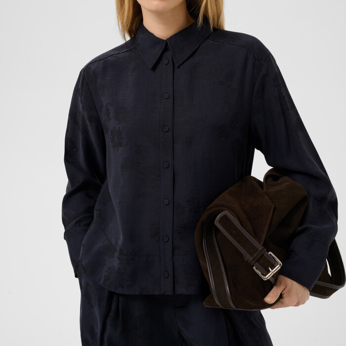 Part Two - PART TWO - CAROLLAPW | SKJORTE DARK NAVY FLOWER JACQUARD