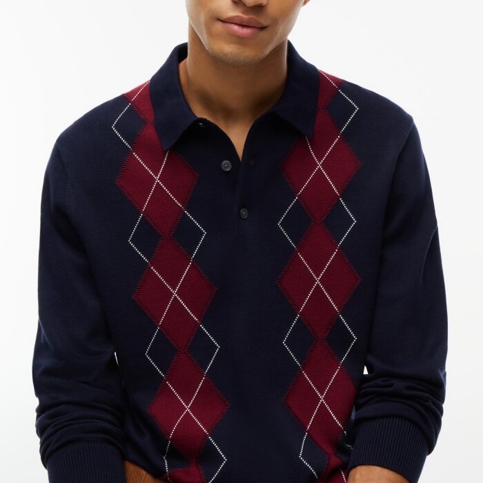 Tommy Hilfiger  - Tommy Hilfiger - Placed argyle polo | Strik Navy Blue