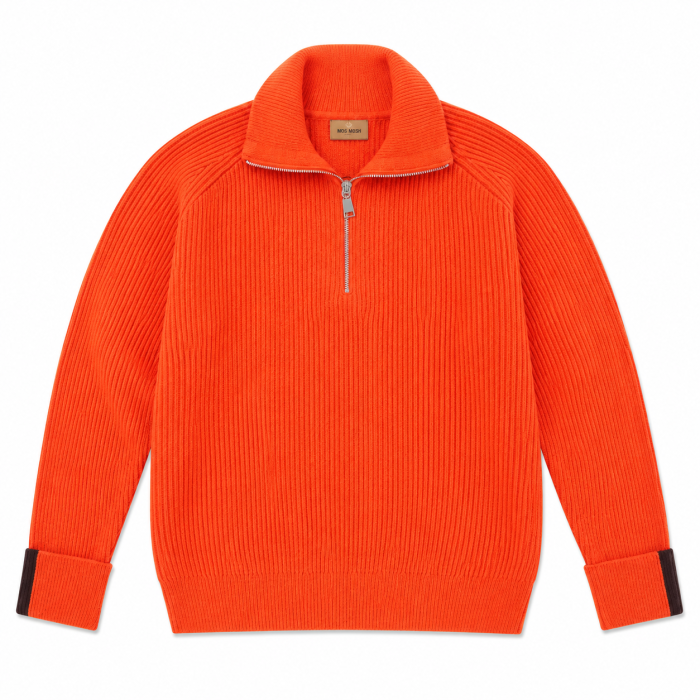 Mos Mosh Gallery - Mos Mosh - Porter 1/4 zip knit | Strik Orange Rust