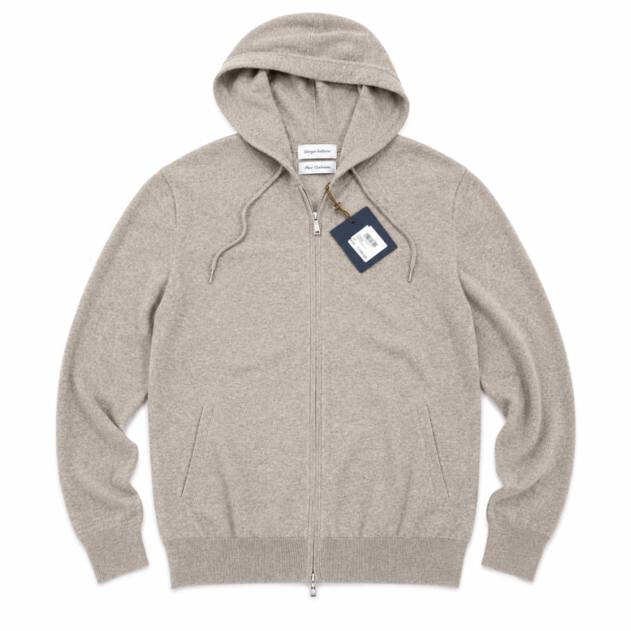 Limited Edition - Limited Edition - Knitted Hood Italian wool | Cardigan Sand