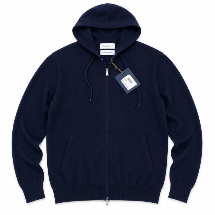 Limited Edition - Limited Edition - Knitted Hood Italian wool | Cardigan Navy