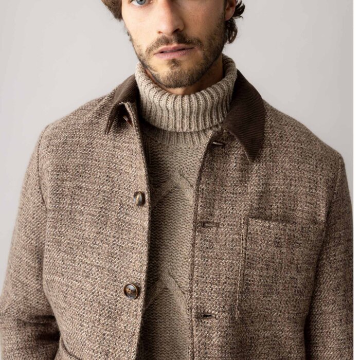 Mos Mosh Gallery - Mos Mosh - Warren tweed jacket | Overshirt Chocolate Brown