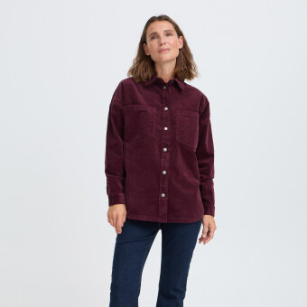 Pulz Jeans ( Dame )  - PULZ - PZSALLY LS | FLØJLS SKJORTE WINETASTI