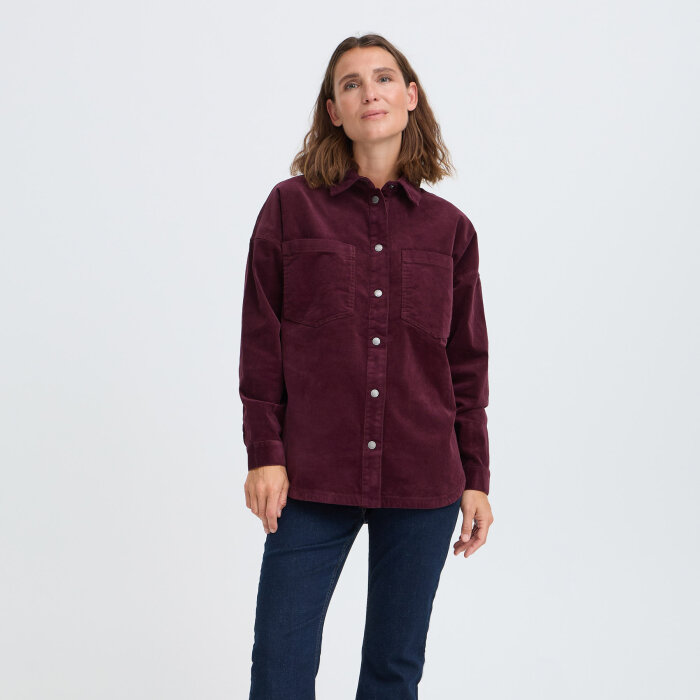 Pulz Jeans ( Dame )  - PULZ - PZSALLY LS | FLØJLS SKJORTE WINETASTI