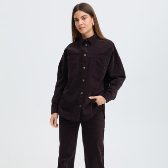 Pulz Jeans ( Dame )  - PULZ - PZSALLY LS | FLØJLS SKJORTE ESPRESSO