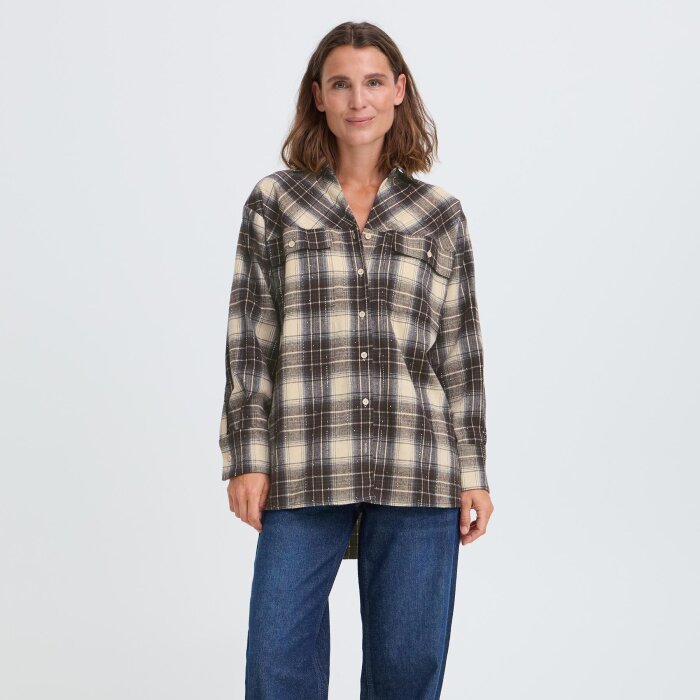 Pulz Jeans ( Dame )  - PULZ - PZKAMMA OVERSIZED | SKJORTE BEIGE ESPR