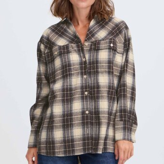 Pulz Jeans ( Dame )  - PULZ - PZKAMMA OVERSIZED | SKJORTE BEIGE ESPR