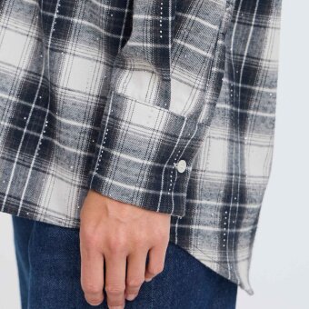 Pulz Jeans ( Dame )  - PULZ - PZKAMMA OVERSIZED | SKJORTE BLUE BEIGE