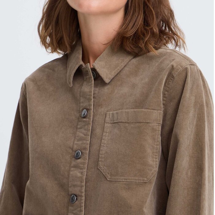 Pulz Jeans ( Dame )  - PULZ - PZSALLY CASUAL JACKET | FLØJLSJAKKE WALNUT