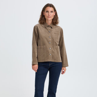 Pulz Jeans ( Dame )  - PULZ - PZSALLY CASUAL JACKET | FLØJLSJAKKE WALNUT