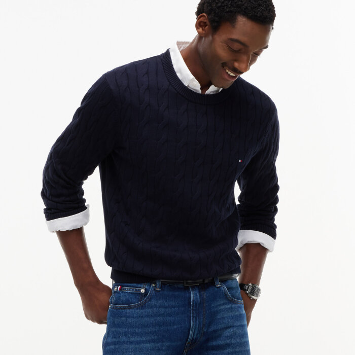 Tommy Hilfiger  - Tommy Hilfiger - Cotton cable sweater | Strik Navy Blue