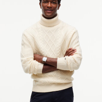Tommy Hilfiger - Tommy Hilfiger - NY wool cable sweater | Rullekrave Strik Ivory Petal Tommy Hilfiger - Tommy Hilfiger - NY wool cable sweater | Rullekrave Strik Ivory Petal