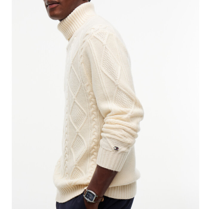 Tommy Hilfiger  - Tommy Hilfiger - NY wool cable sweater | Rullekrave Strik Ivory Petal