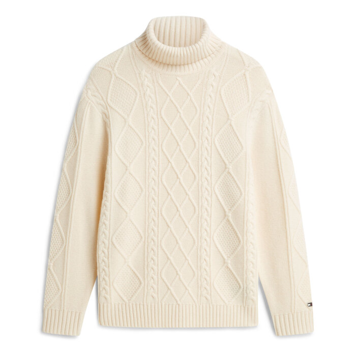 Tommy Hilfiger  - Tommy Hilfiger - NY wool cable sweater | Rullekrave Strik Ivory Petal