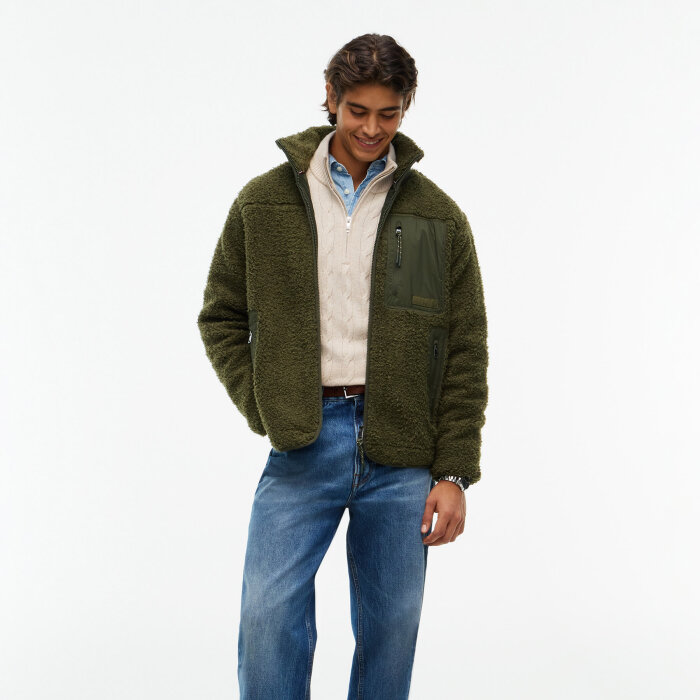 Tommy Hilfiger  - Tommy Hilfiger - Teddy fleece zip through | Fleece Trøje Huntsman Green
