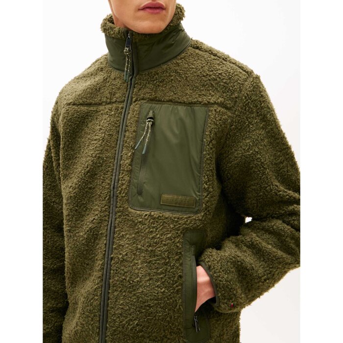 Tommy Hilfiger  - Tommy Hilfiger - Teddy fleece zip through | Fleece Trøje Huntsman Green