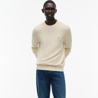 Tommy Hilfiger - Tommy Hilfiger - Cotton cashmere crewneck | Strik Heather Oatmilk Tommy Hilfiger - Tommy Hilfiger - Cotton cashmere crewneck | Strik Heather Oatmilk