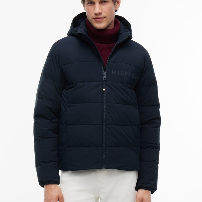 Tommy Hilfiger  - Tommy Hilfiger - Hooded branded puffer | Vindjakke Navy Blue