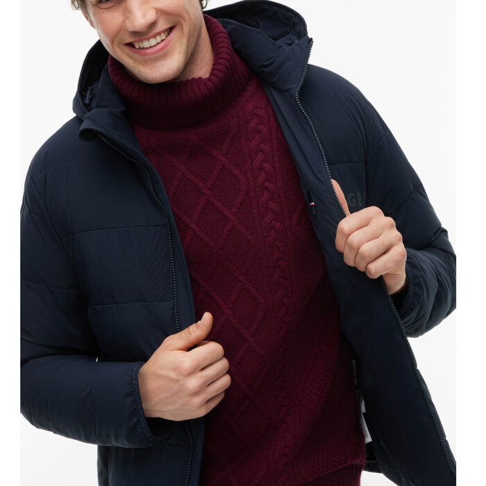 Tommy Hilfiger  - Tommy Hilfiger - Hooded branded puffer | Vindjakke Navy Blue