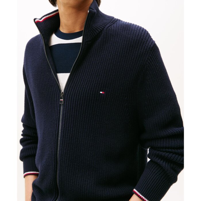 Tommy Hilfiger  - Tommy Hilfiger - RWB rib zip through | Cardigan Navy Blue