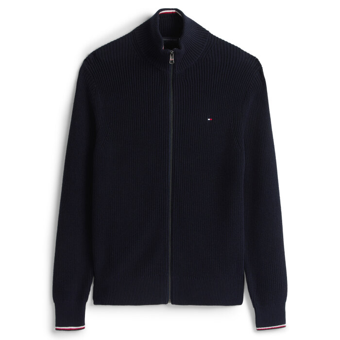 Tommy Hilfiger  - Tommy Hilfiger - RWB rib zip through | Cardigan Navy Blue
