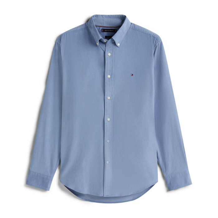 Tommy Hilfiger  - Tommy Hilfiger - Solid corduroy shirt | Fløjls Skjorte Brisk Blue