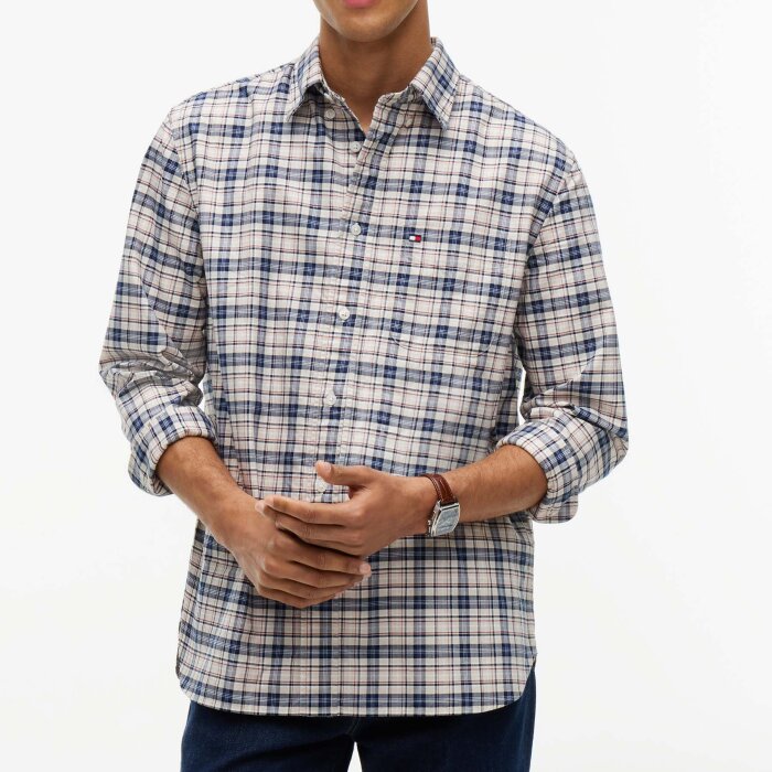 Tommy Hilfiger  - Tommy Hilfiger - Oxford tartan check shirt | Skjorte Newsprint Beige