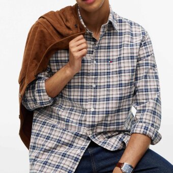 Tommy Hilfiger  - Tommy Hilfiger - Oxford tartan check shirt | Skjorte Newsprint Beige