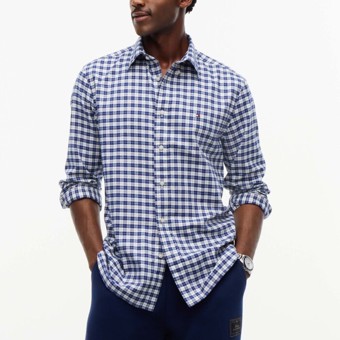 Tommy Hilfiger  - Tommy Hilfiger - Small check flannel shirt | Skjorte Navy Voyage